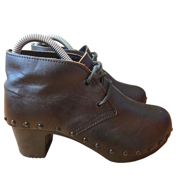 Unbranded Made In France Wooden Ankle Leather Boho Fall Winter Boots Black Sz 6 - Picture 7 of 13